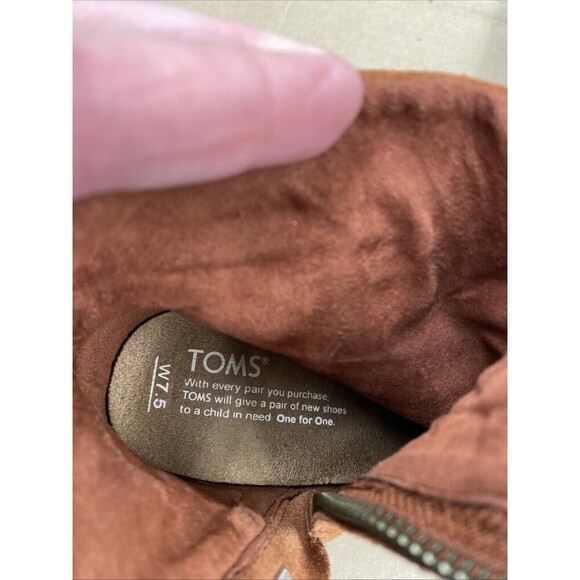 Tom's Lunata Cognac(rust) Fringe Block Heel Suede Booties 9.5 Women's - Picture 8 of 8